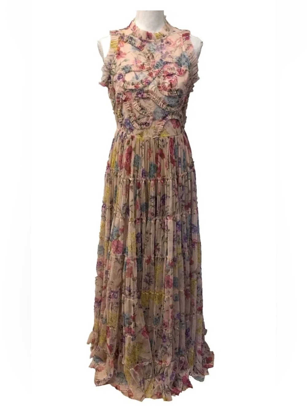 Sundance Let Me Be ‘Jenny’  Sand Floral Maxi Dress Size Small NEW w/out tag